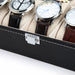 Black Pu Leather Watch Organizer Display Storage Box Cases