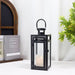 Black Metal Candle Lanterns Hanging With Tempered Glass