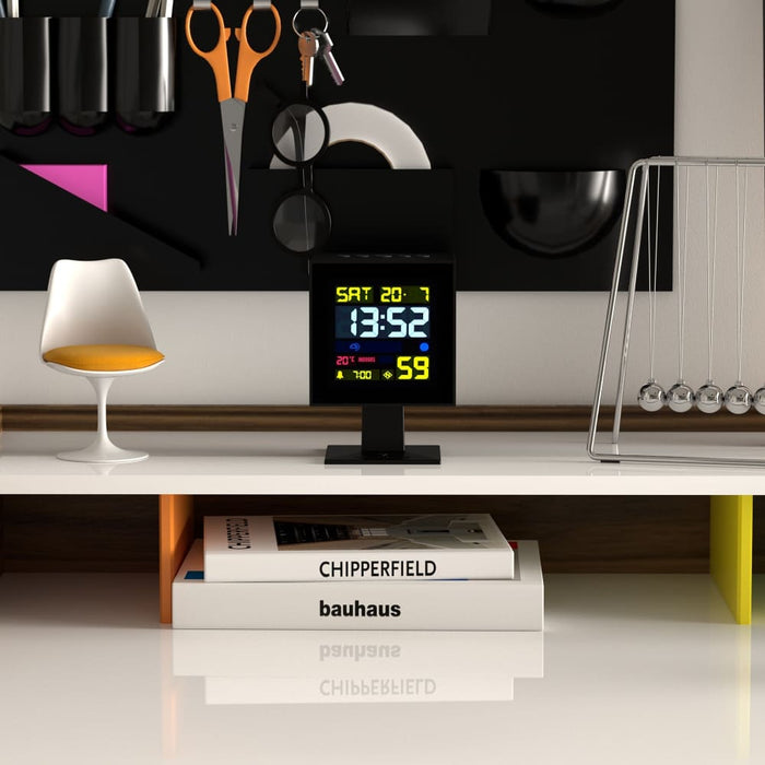 Black Monolith Lcd Alarm Clock Sleek Design