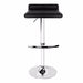 2x Black Bar Stools Faux Leather Low Back Adjustable Crome