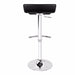 2x Black Bar Stools Faux Leather Low Back Adjustable Crome