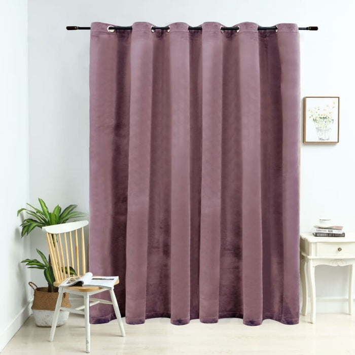 Blackout Curtain With Metal Rings Velvet Antique Pink