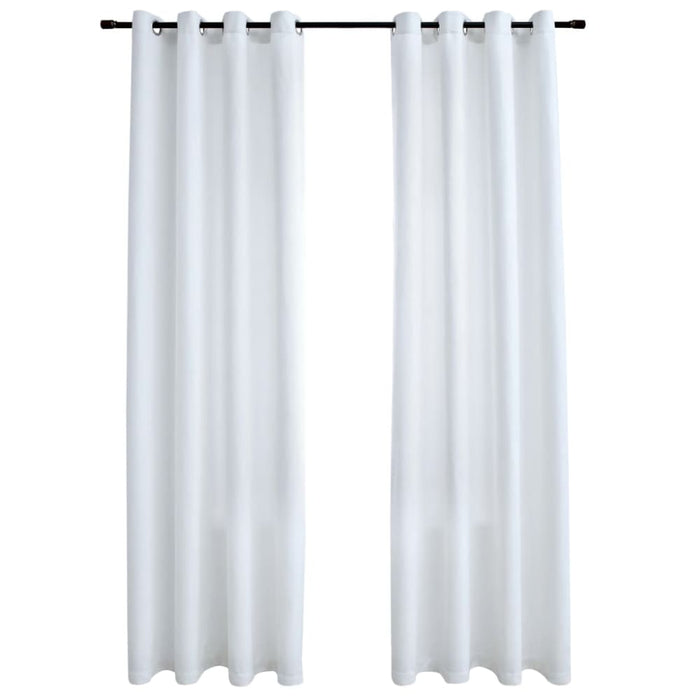 Blackout Curtains With Metal Rings 2 Pcs Off White 140x245