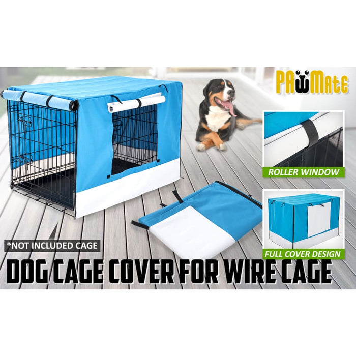 Blue Cage Cover Enclosure For Wire Dog Crate 30in