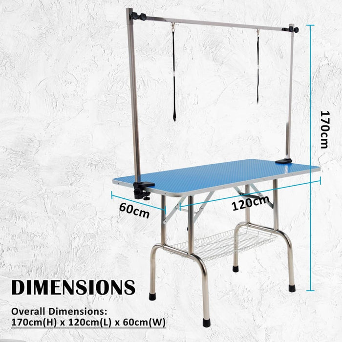 Blue Pet Grooming Salon Table Dual Dog Cat 120cm