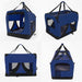 Blue Portable Soft Dog Cage Crate Carrier l