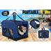 Blue Portable Soft Dog Cage Crate Carrier l