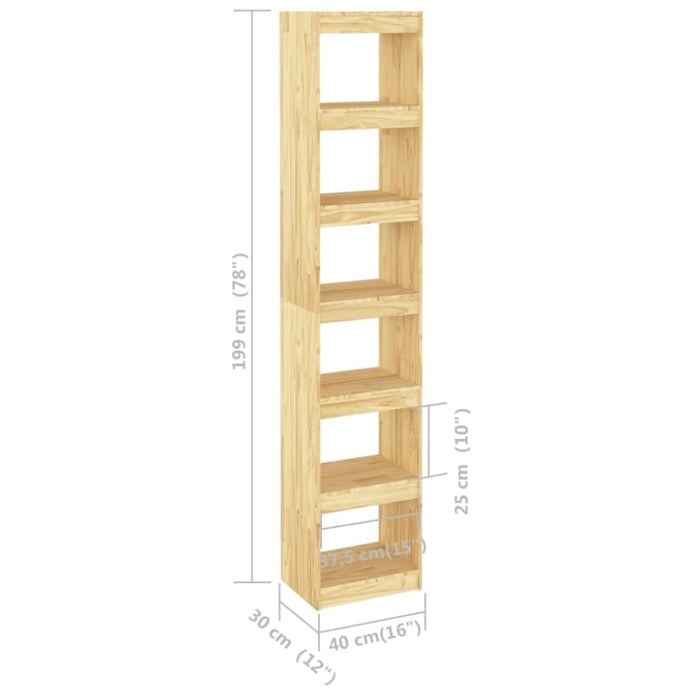 Book Cabinet Room Divider 40x30x199 Cm Solid Pinewood Nbnopt