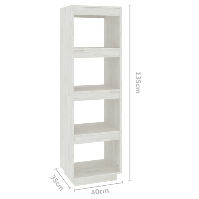 Book Cabinet Room Divider White 40x35x135 Cm Solid Pinewood