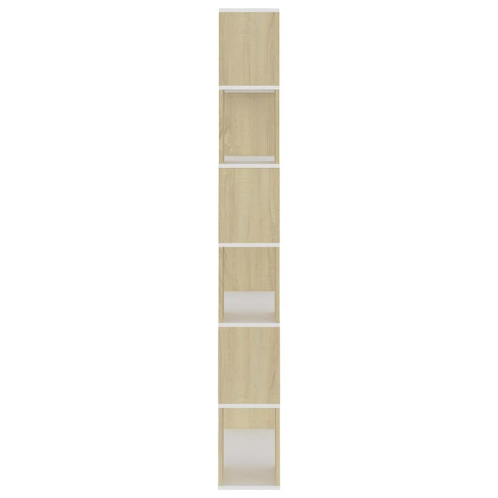 Book Cabinet Room Divider White And Sonoma Oak 80x24x186 Cm