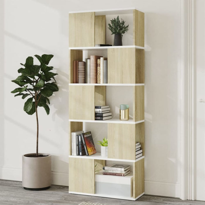 Book Cabinet Room Divider White&sonoma Oak 60x24x155 Cm