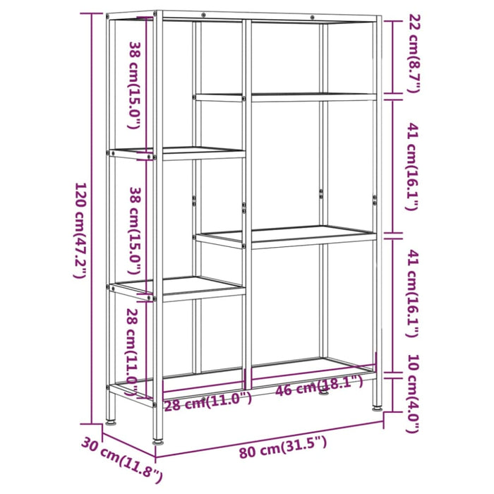 Book Shelf 80x30x120 Cm Steel And Engineered Wood Ttltpi