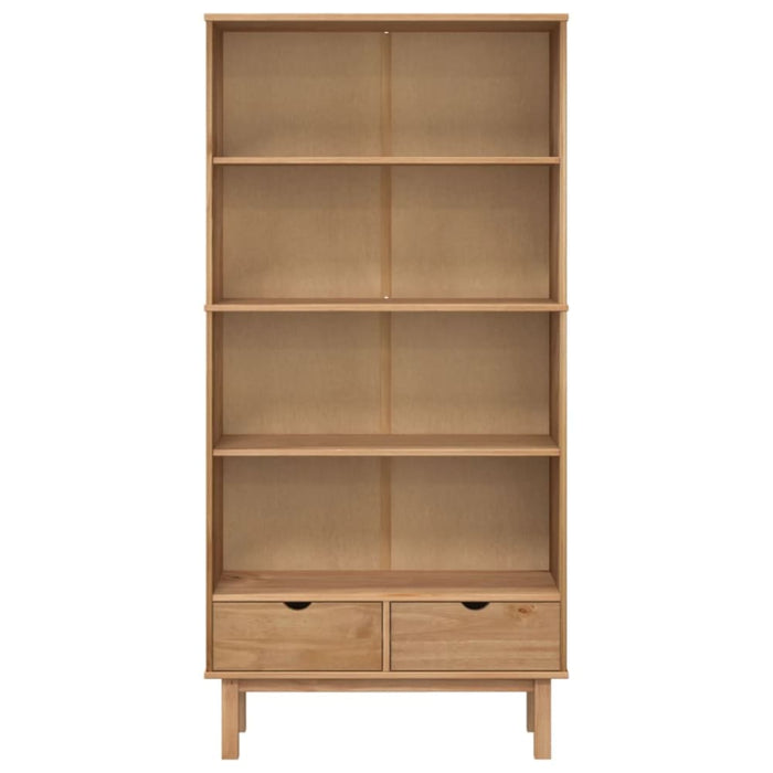 Bookcase Otta With 2 Drawers Brown Solid Wood Pine Tpotbt