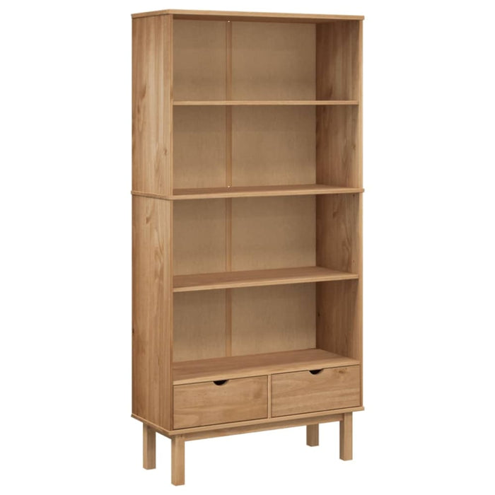 Bookcase Otta With 2 Drawers Brown Solid Wood Pine Tpotbt