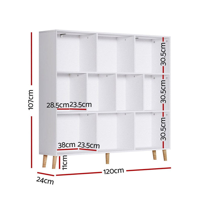 Bookshelf 3 Tiers 10 Cubes - Cora White