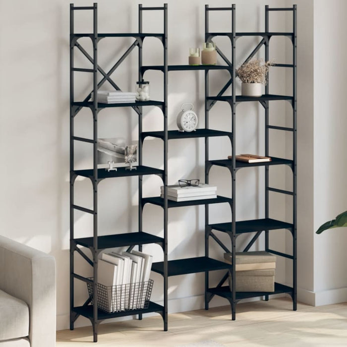 Bookshelf Black 127.5x28.5x172.5 Cm Engineered Wood Ntnnln