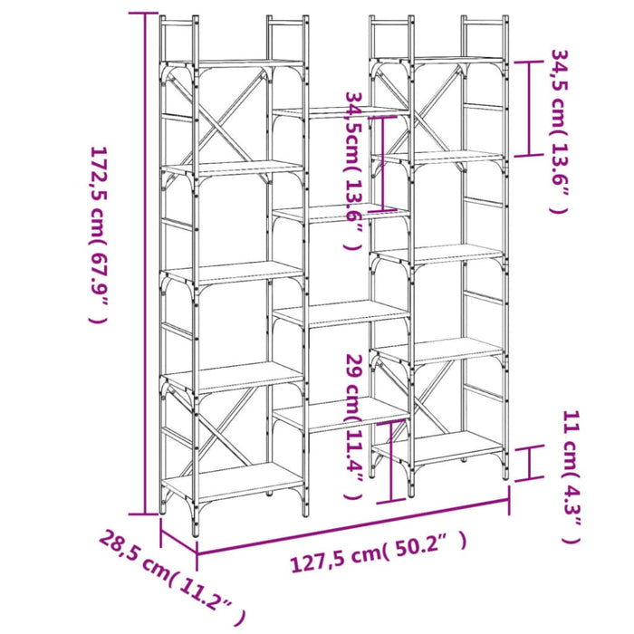 Bookshelf Black 127.5x28.5x172.5 Cm Engineered Wood Ntnnln