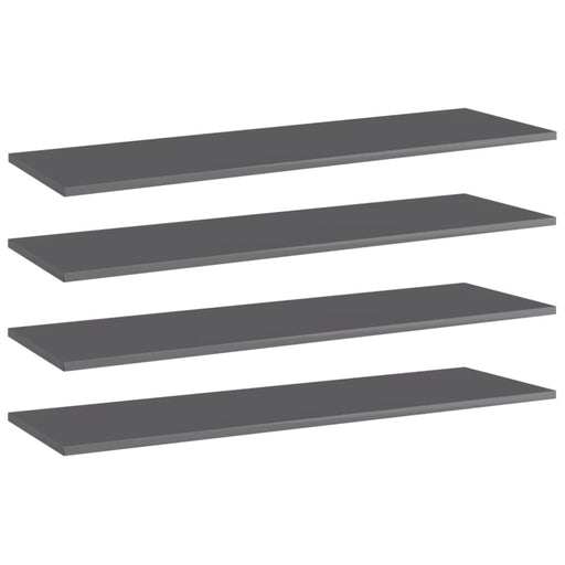 Bookshelf Boards 4 Pcs Glossy Look Grey 100x30x1.5 Cm