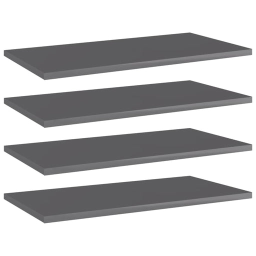 Bookshelf Boards 4 Pcs Glossy Look Grey 60x30x1.5 Cm