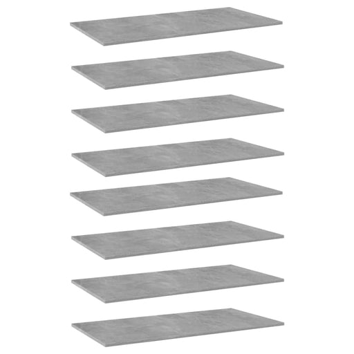 Bookshelf Boards 8 Pcs Concrete Grey 80x20x1.5 Cm Chipboard