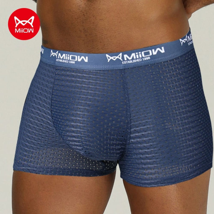 Men Boxer Shorts Underwear Mesh Breathable Ice Silk