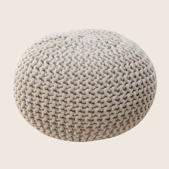 Braided Ottoman Pouffe Footstool Hand Knitted Natural