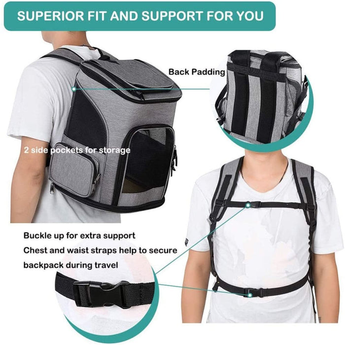 Breathable Pet Carrier Backpack With Collapsible Pockets