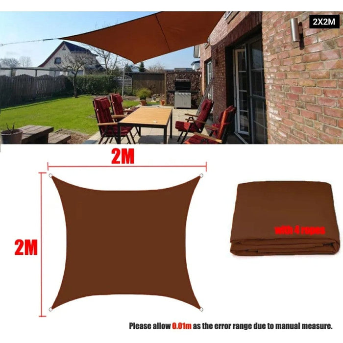 Brown 300d Waterproof Oxford Square Rectangle Sun Shade