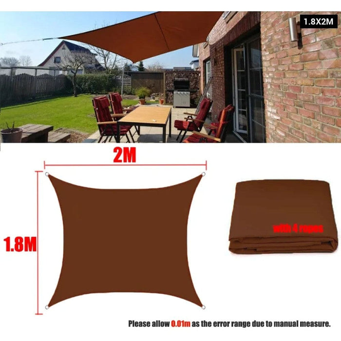 Brown 300d Waterproof Oxford Square Rectangle Sun Shade