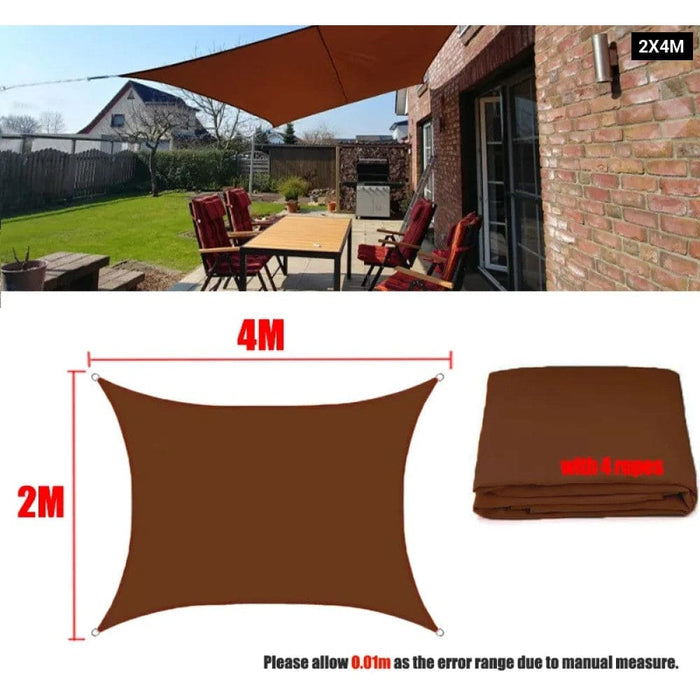 Brown 300d Waterproof Oxford Square Rectangle Sun Shade