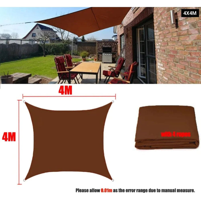 Brown 300d Waterproof Oxford Square Rectangle Sun Shade