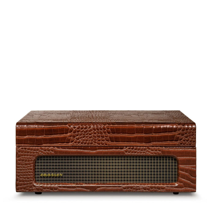 Brown Croc Bluetooth Turntable With Record Crate