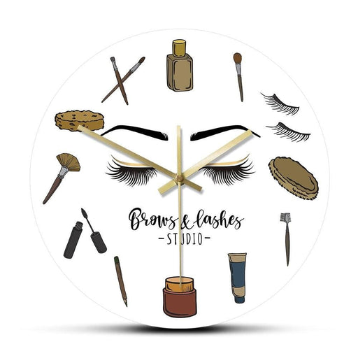 Brows Lashes Studio Silent Quartz Wall Clock Cosmetology