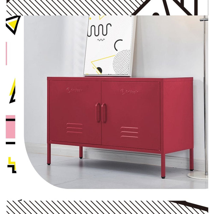 Buffet Sideboard Locker Metal Storage Cabinet - Base Pink