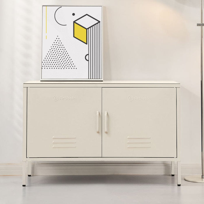 Buffet Sideboard Locker Metal Storage Cabinet - Base White