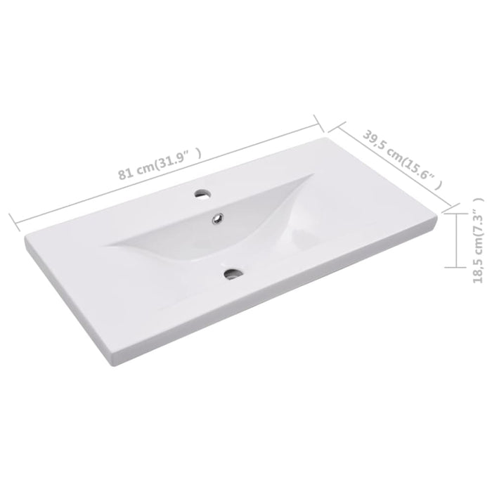 Built-in Basin 81x39.5x18.5 Cm Ceramic White Oapblx