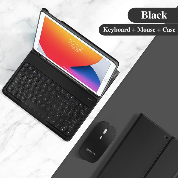 Built-in Storage Pen Tray Ipad Case With Keyboard & Mouse