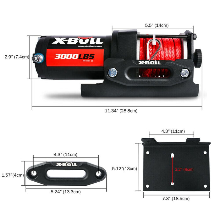 X-bull Electric Winch 12v Wireless 3000lbs 1360kg Synthetic