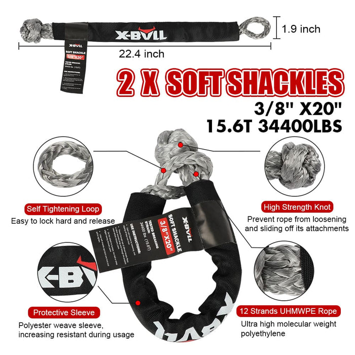 X-bull Recovery Kit 4x4 Off-road Kinetic Rope Snatch Strap