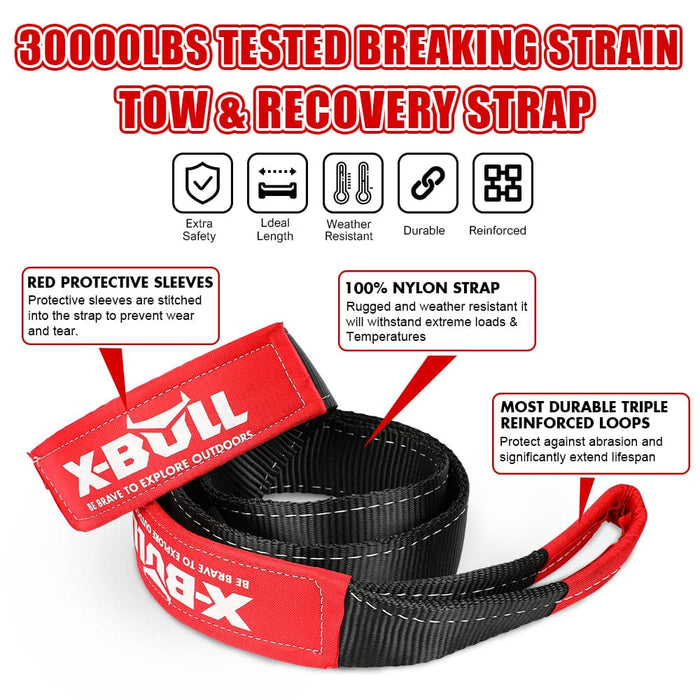 X-bull Recovery Kit 4x4 Off-road Kinetic Rope Snatch Strap