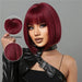 Burgundy Bob Wig With Thick Bangs