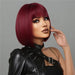 Burgundy Bob Wig With Thick Bangs