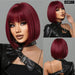 Burgundy Bob Wig With Thick Bangs