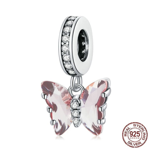 Butterfly Dream Pink Zircon 925 Sterling Silver Charm