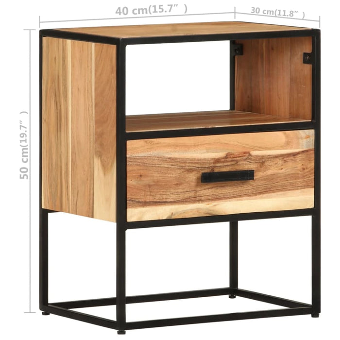 Bed Cabinet 40x30x50 Cm Solid Acacia Wood Txiaaa