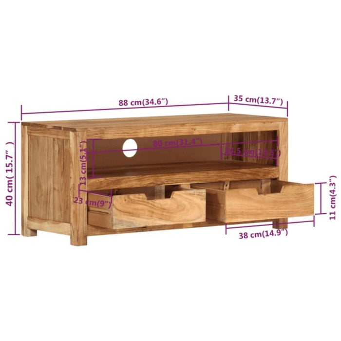 Tv Cabinet 88x35x40 Cm Solid Wood Acacia Ttnatt