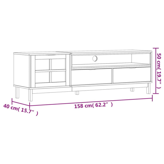 Tv Cabinet With Glass Door Flam 158x40x50 Cm Solid Wood