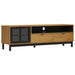 Tv Cabinet With Glass Door Flam 158x40x50 Cm Solid Wood