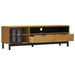 Tv Cabinet With Glass Door Flam 158x40x50 Cm Solid Wood