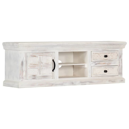 Tv Cabinet White 120x30x40 Cm Solid Mango Wood Xaknlk